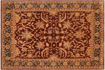 handmade Traditional Kafkaz Chobi Ziegler Brown Blue Hand Knotted RECTANGLE 100% WOOL area rug 8 x 11